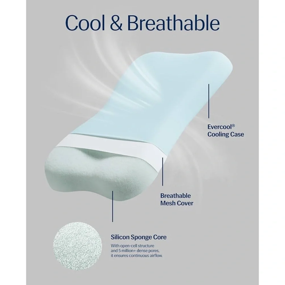 REST® Evercool® Cooling Pillow, Instant Cool-to Touch Shell Fabric Breathable